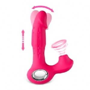 Vibrator, Wiggle & Thrusting, Clitoral Suction, 12 Function, Silicone, Rechargeable, RED